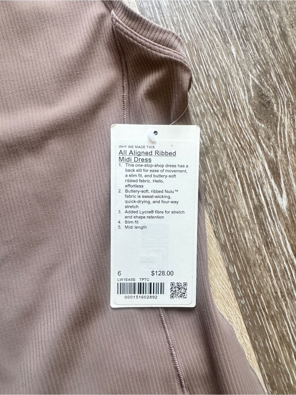 NWT Lululemon All Aligned Ribbed Midi Dress Taupetastic Size 6 - Picture 4 of 7